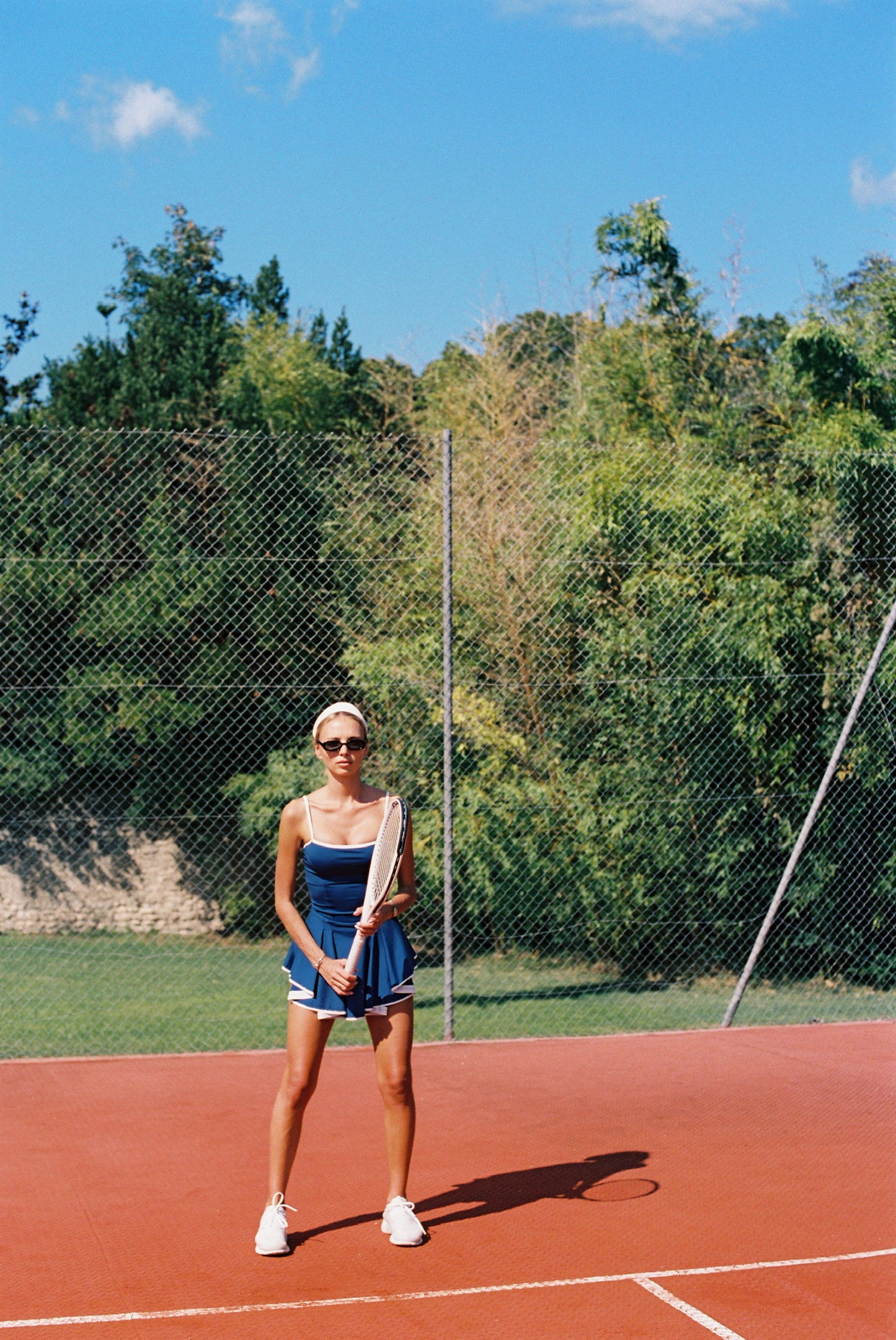 Club d'Antibes Claude Navy Blue Dress baseline stance