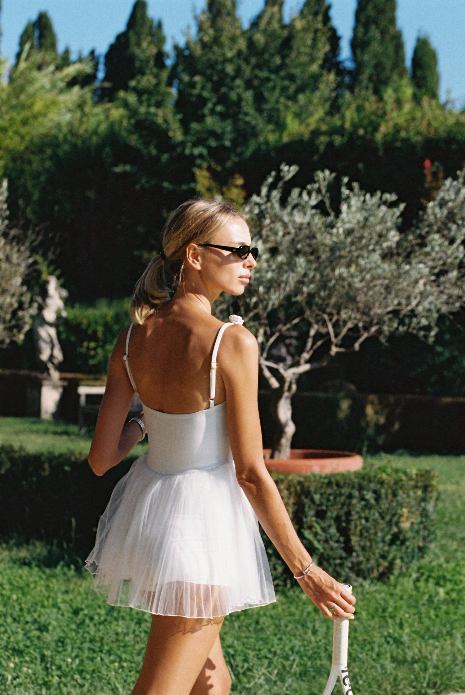 Club d'Antibes white Odette sheer tulle dress